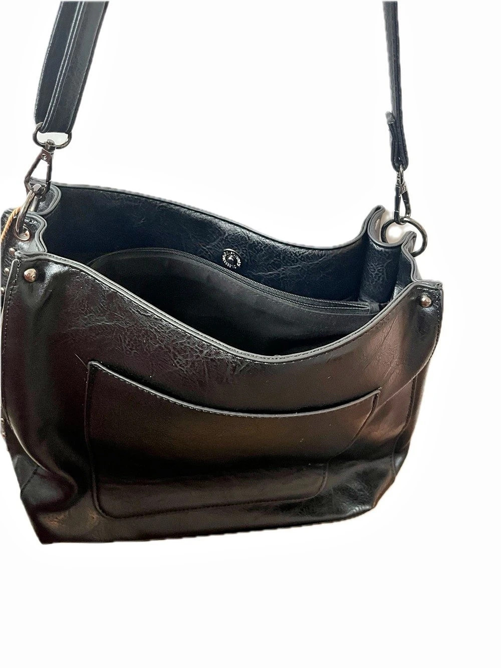 Sam & Hadley Vegan PVC Black Studded sides Tote / Shoulder Bag